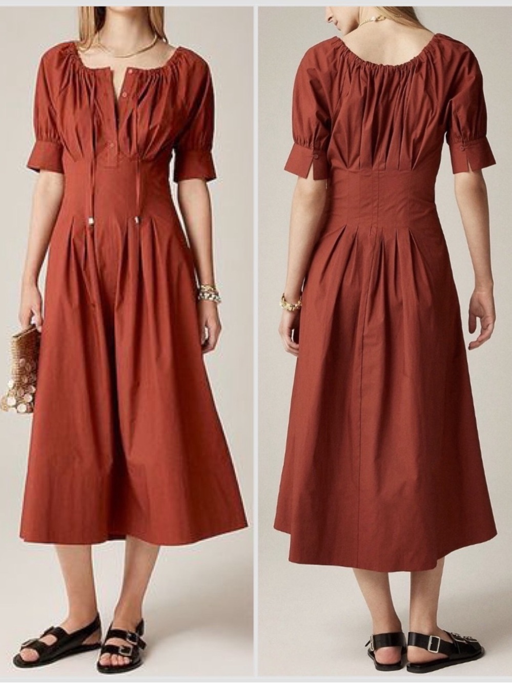 NWT J.Crew Cinched-waist shirt-dress in Brilliant Mahogany Red Sz 4P - Picture 1 of 11